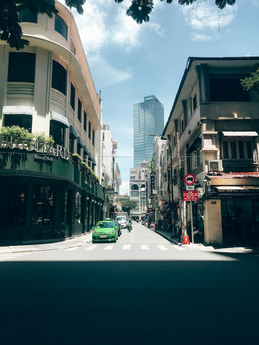 Car on a city street seen from the side